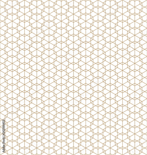 Seamless Japanese Geometric pattern kumiko in golden