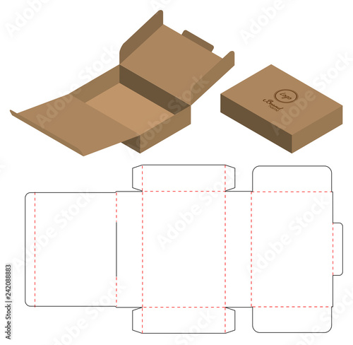 Box packaging die cut template design. 3d mock-up