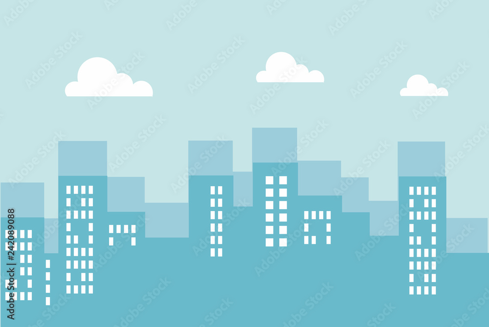 Fototapeta premium City architecture flat building illustration vector - urban city vector