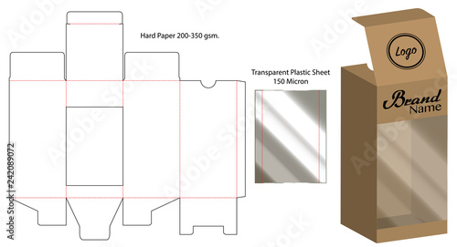 Box packaging die cut template design. 3d mock-up