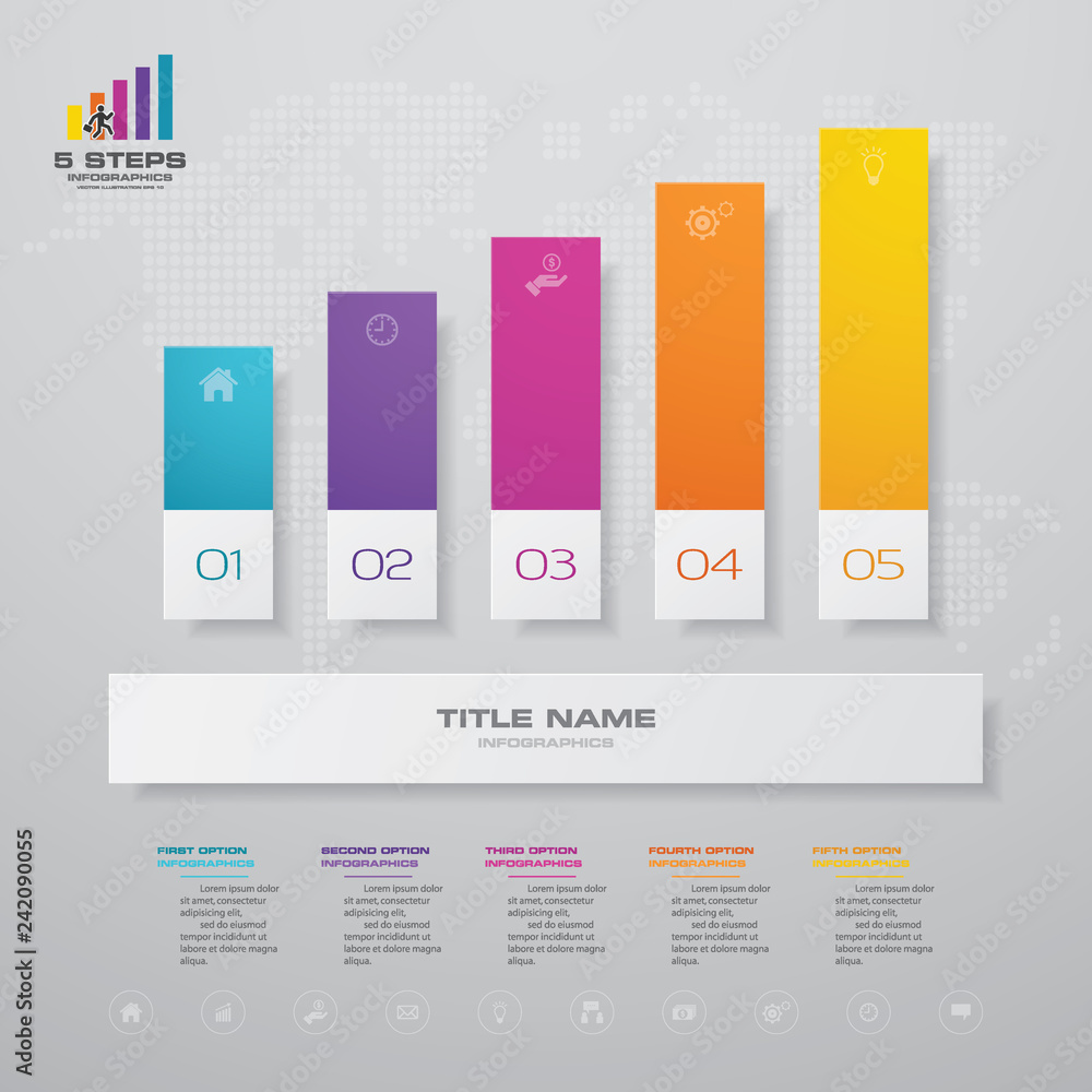 5 steps graph chart infographics element. EPS 10. 5 steps graph chart infographics element. EPS 10.