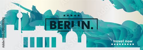 Photography Gerlmany Berlin skyline city gradient vector banner