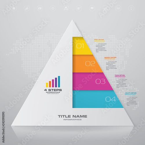 4 steps pyramid with free space for text on each level. infographics, presentations or advertising. EPS10.	