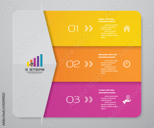 3 steps arrow infographics chart design element. For data presentation. 