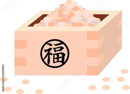 soys of Japanese Setsubun went into measuring box