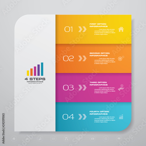 4 steps arrow infographics chart design element. For data presentation. 
