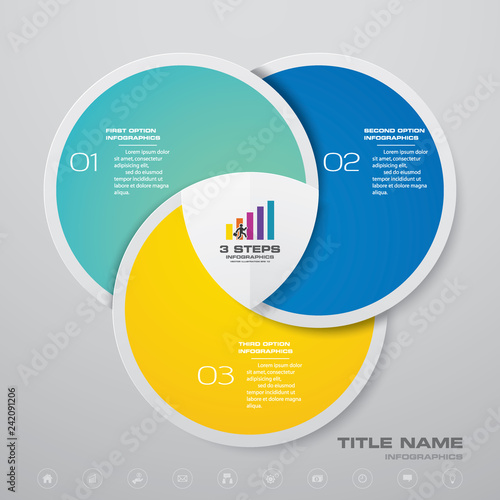 3 steps simple&editable process chart infographics element. EPS 10.	