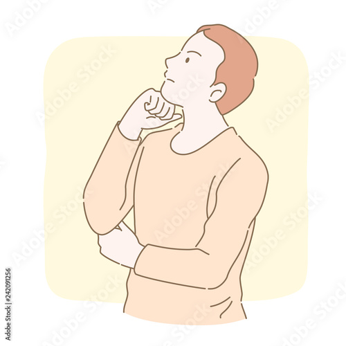 Man put his hand under his chin