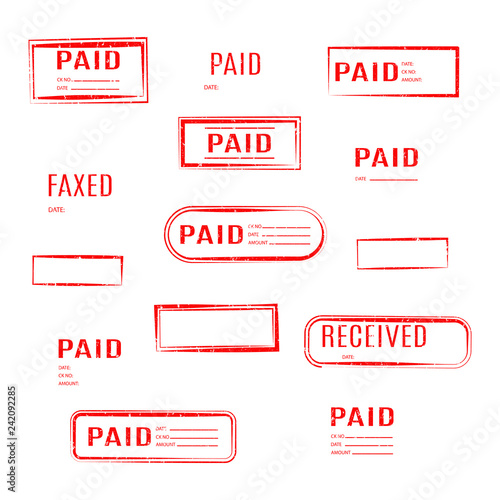 Set of stamps is paid, vector illustration.