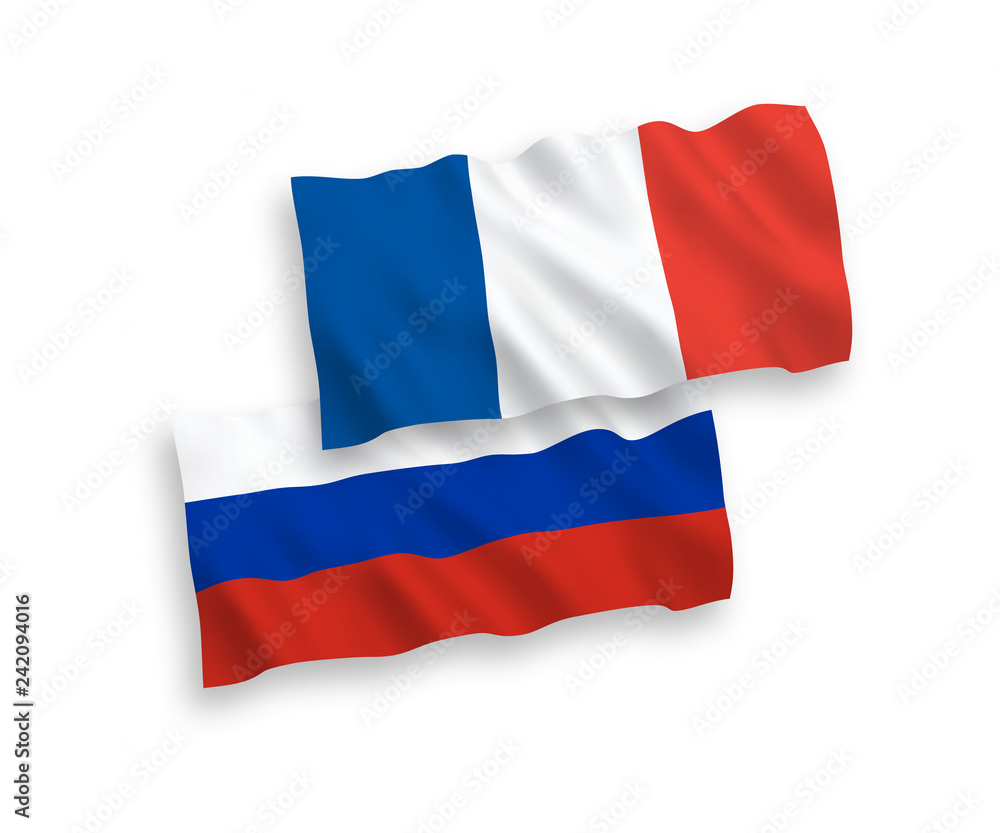 Flags of France and Russia on a white background Flags of France and Russia on a white background