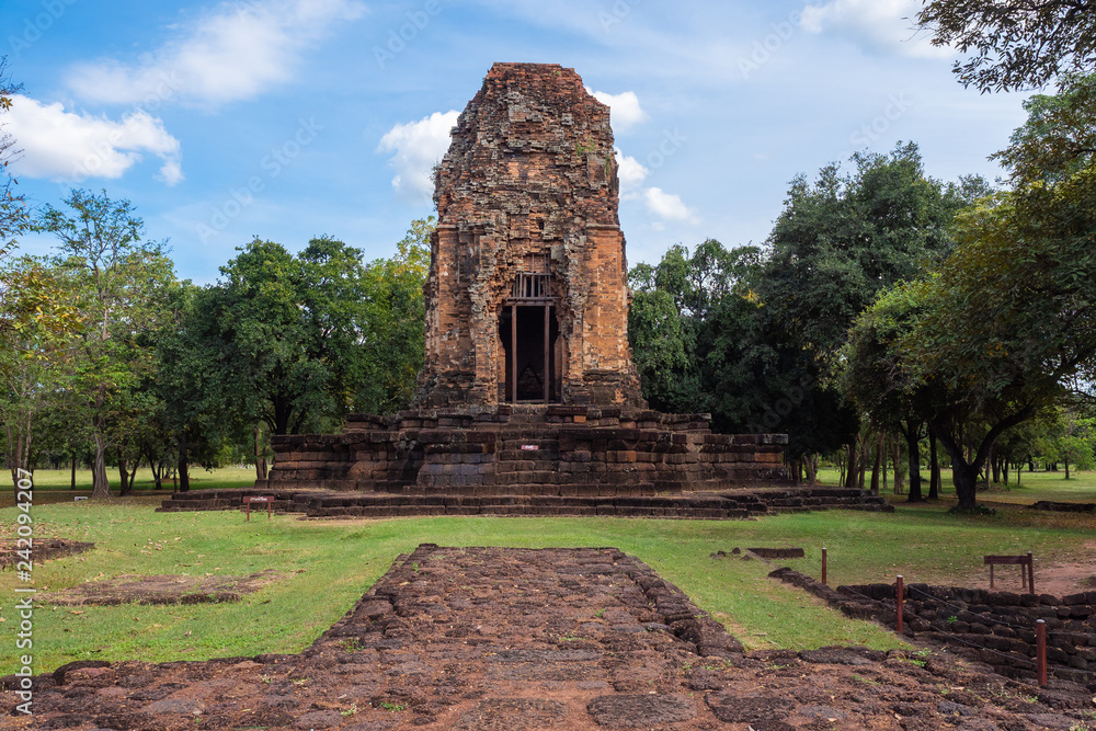 Ancient architecture of Si Thep historical park, thawarawadee kingdom, thailand