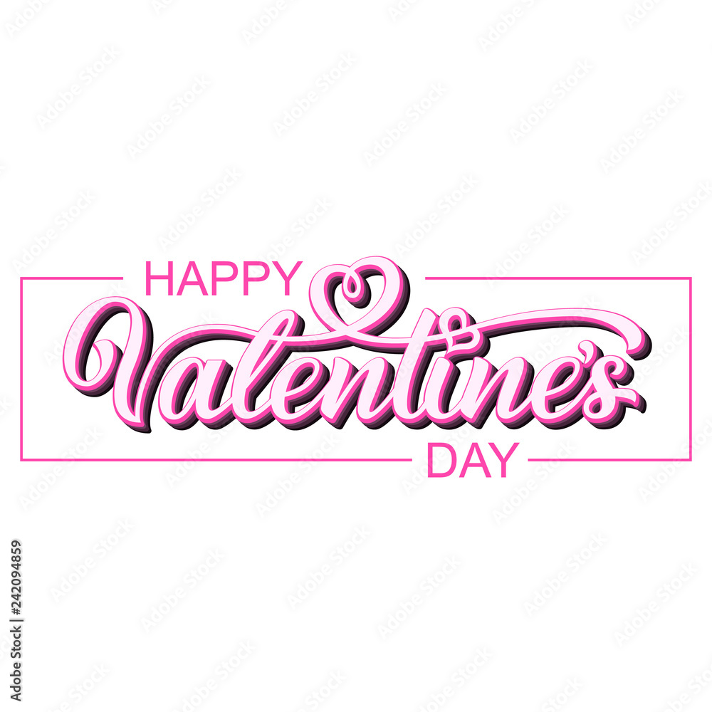 Valentines Day. Beautiful, elegant vector hand lettering isolated on white background. Vector illustration - Vector