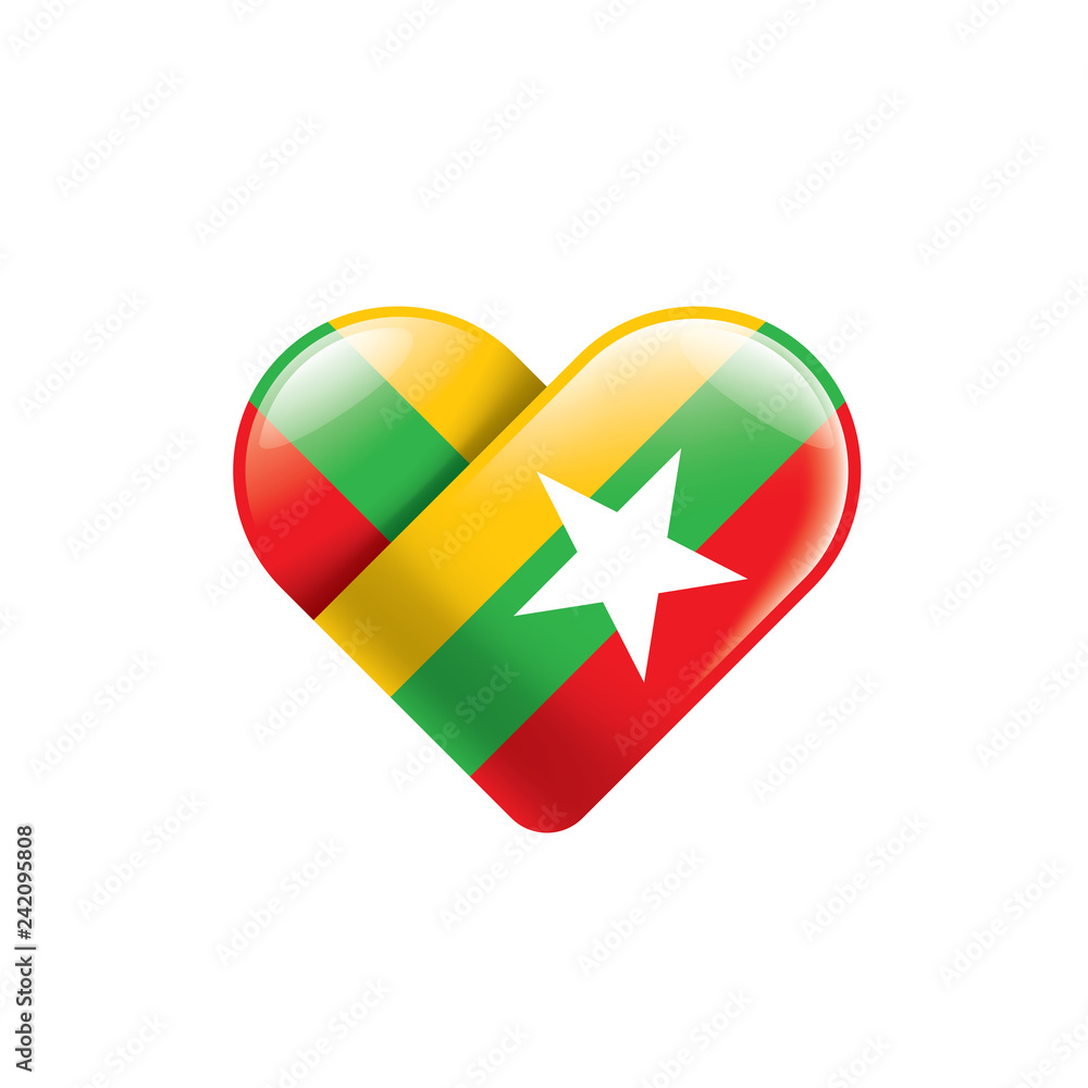 Myanmar flag, vector illustration on a white background Myanmar flag, vector illustration on a white background