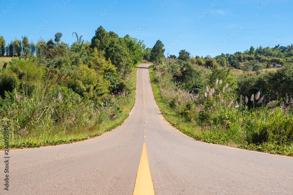 Long rural road on Khao kho hill, Phetchabun,Thailand