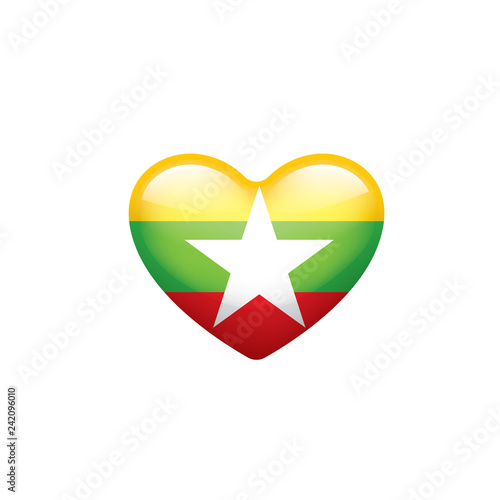 Myanmar flag, vector illustration on a white background