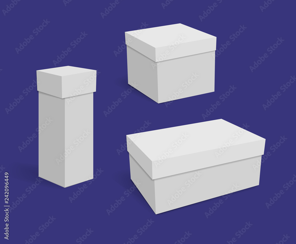 collection of various white blank boxes on dark blue background. Vector illustration. collection of various white blank boxes on dark blue background. Vector illustration.