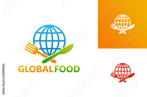 Global Food Logo Template Design Vector, Emblem, Design Concept, Creative Symbol, Icon