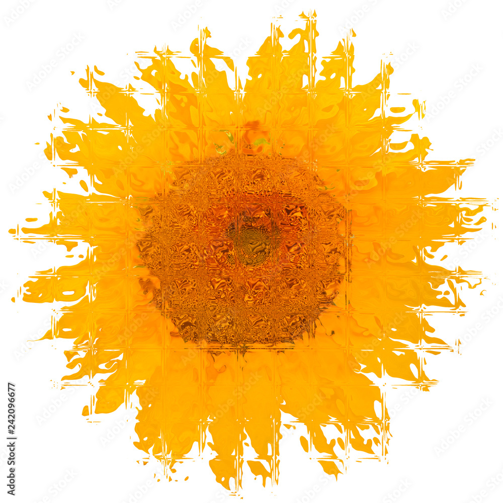 Fototapeta premium fleur de tournesol derrière briques de verre .