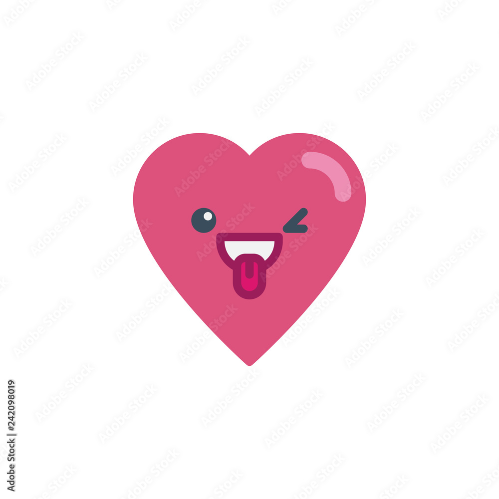 Winking heart face character emoji flat icon, vector sign, colorful pictogram isolated on white. Flirt Face with tongue emoticon symbol, logo illustration. Flat style design Winking heart face character emoji flat icon, vector sign, colorful pictogram isolated on white. Flirt Face with tongue emoticon symbol, logo illustration. Flat style design