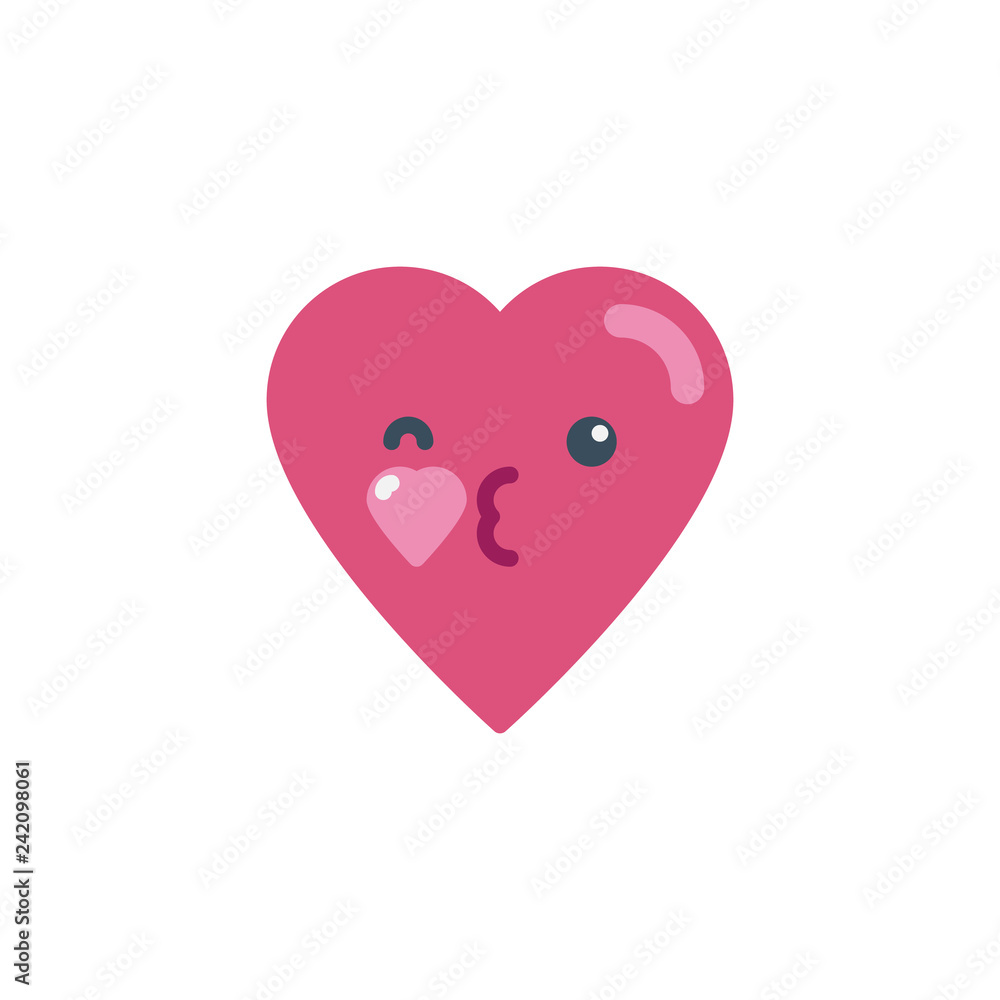 Kissing heart face character emoji flat icon, vector sign, colorful pictogram isolated on white. Face Blowing a Kiss emoticon symbol, logo illustration. Flat style design