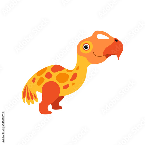 Cute hadrosaurids dinosaur  funny baby dino cartoon character vector Illustration