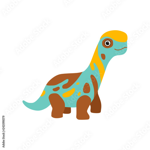 Cute colorful brontosaurus dinosaur  prehistoric dino cartoon character vector Illustration