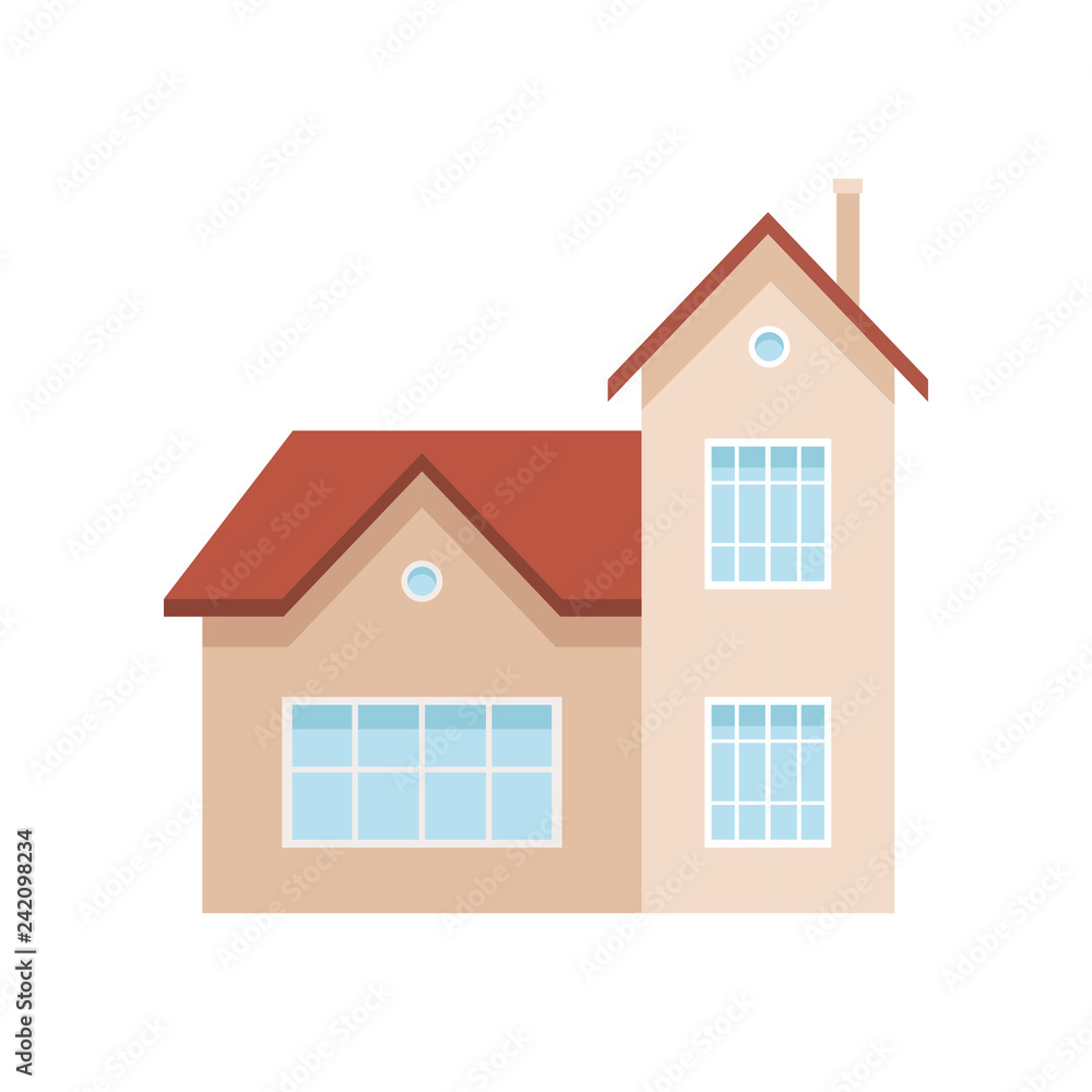 Residential house building, suburban private house, design element of urban or rural landscape vector Illustration Residential house building, suburban private house, design element of urban or rural landscape vector Illustration