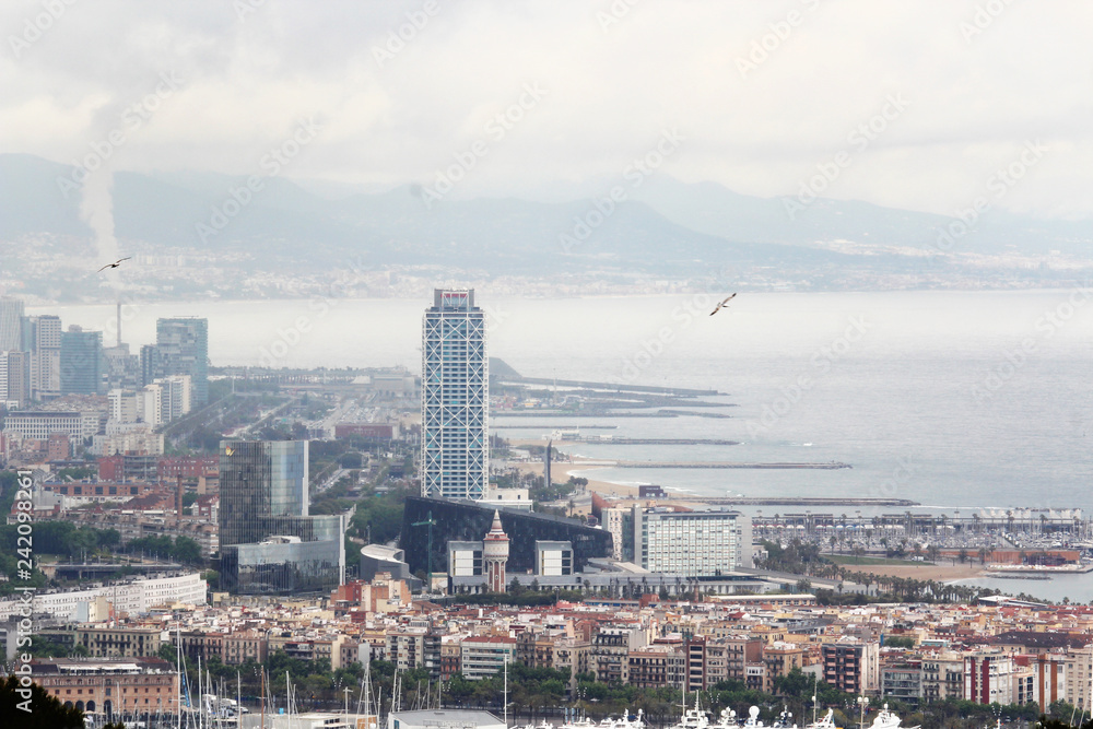 The view of Barcelona from Montjuic fort