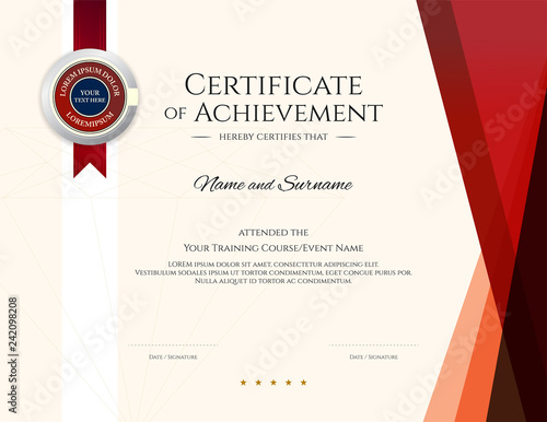 Modern certificate template with elegant border frame, Diploma design for graduation or completion