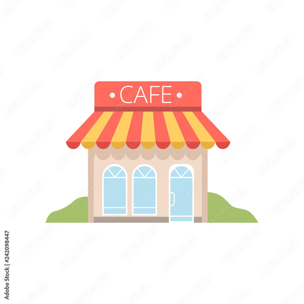 Street cafe, city public building, design element of urban or rural landscape vector Illustration Street cafe, city public building, design element of urban or rural landscape vector Illustration