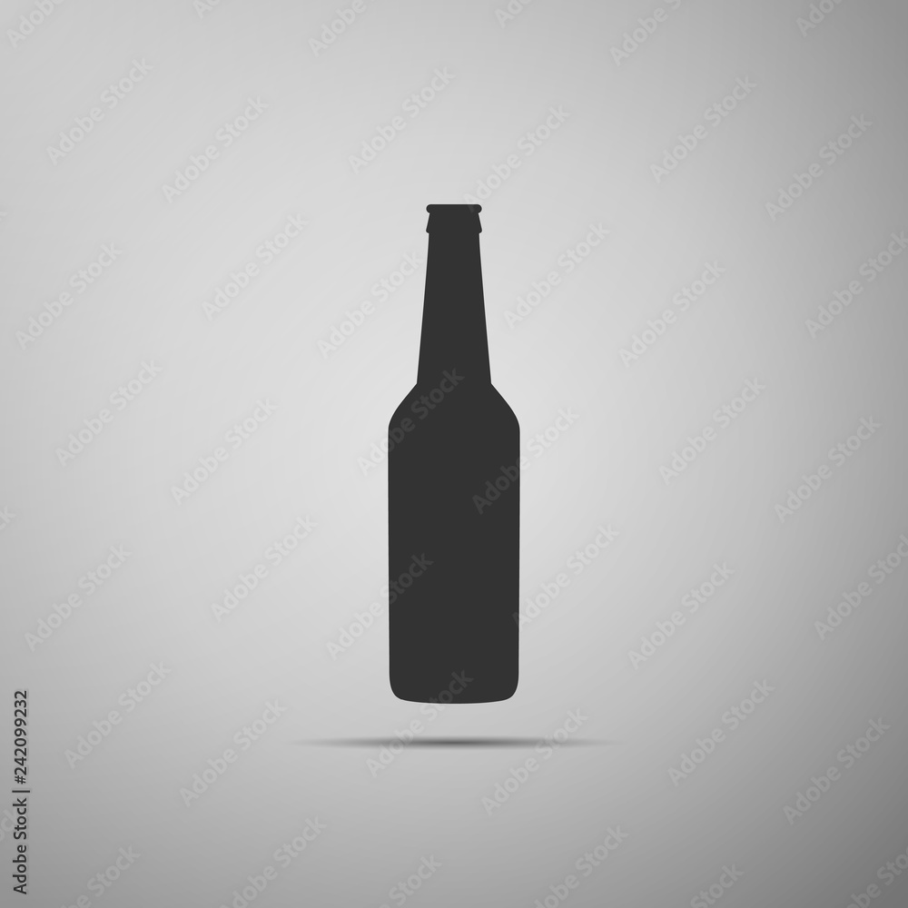 Beer bottle icon isolated on blue background. Flat design. Vector Illustration Beer bottle icon isolated on blue background. Flat design. Vector Illustration