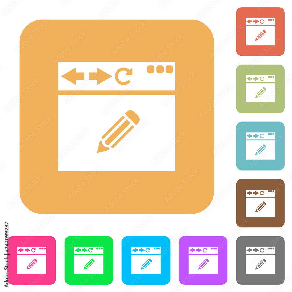 Browser edit rounded square flat icons Browser edit rounded square flat icons