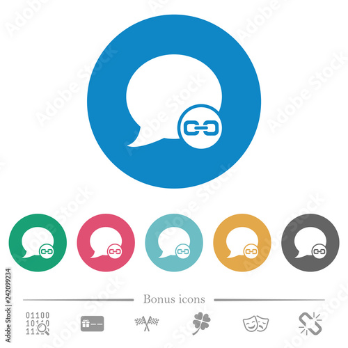 Blog comment attachment flat round icons