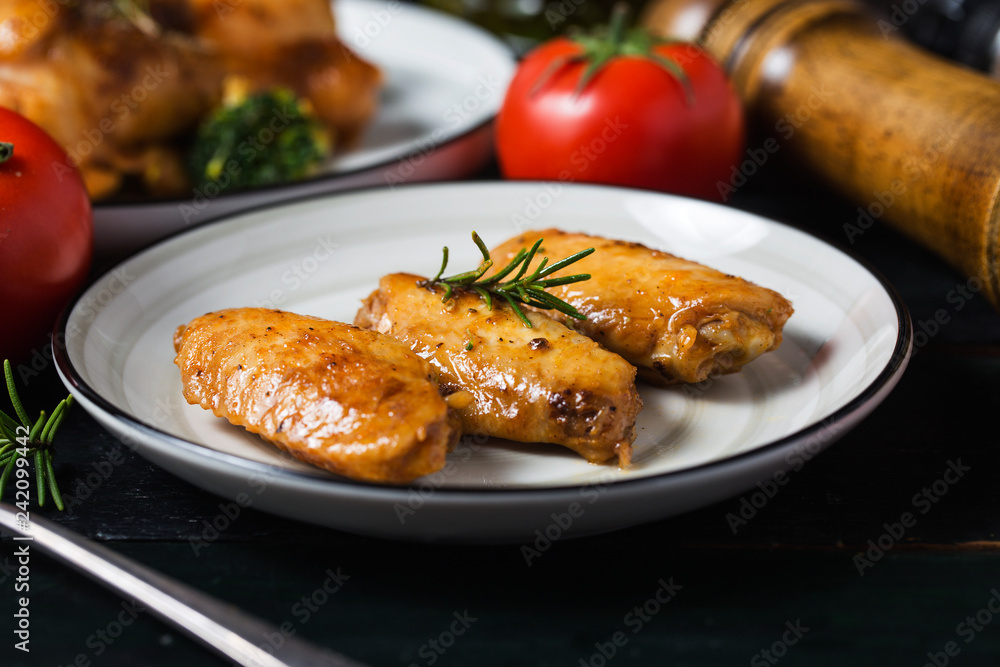 Grilled chicken wings with vegetables and herbs Grilled chicken wings with vegetables and herbs