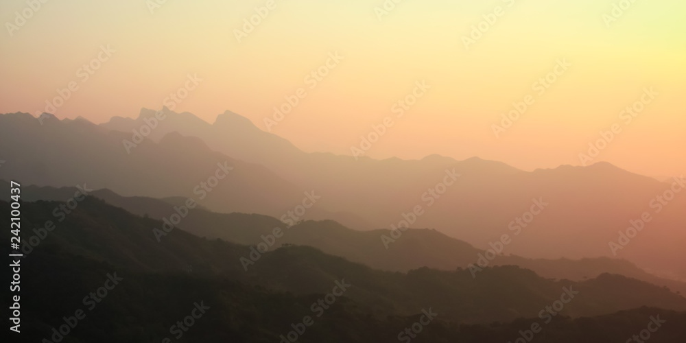 Yellowish red sunset because of smog in china. Plot Mutianyu