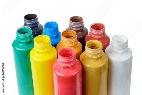 Acrylic paints in the plastic containers