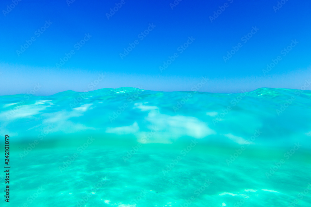 tropical Maldives island with white sandy beach and sea