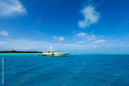 tropical Maldives island with white sandy beach and sea