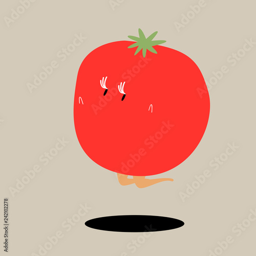 A jumping tomato cartoon character vector