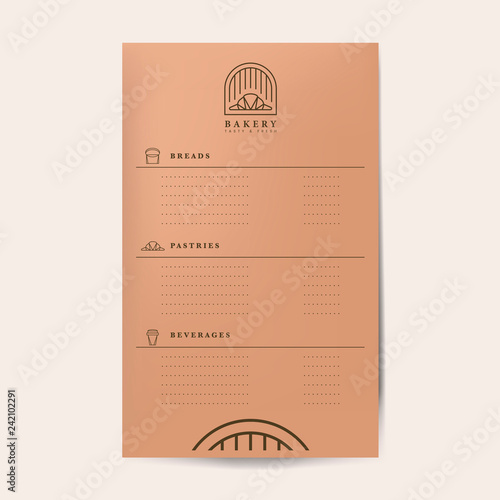 Pastries and beverages menu template vector