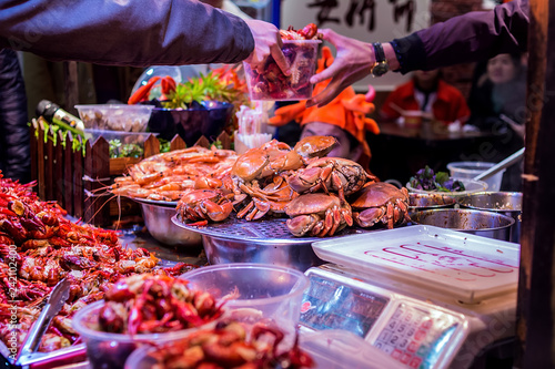 Seafood stalls at Changsha Food Street