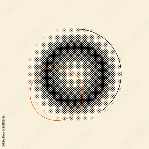 Black vintage halftone badge on beige background vector