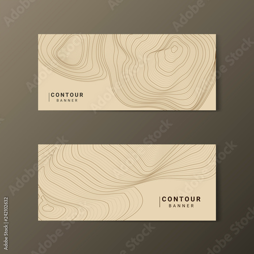 Brown abstract contour lines collection