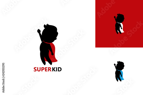 Fly Super Kid Logo Template Design Vector, Emblem, Design Concept, Creative Symbol, Icon