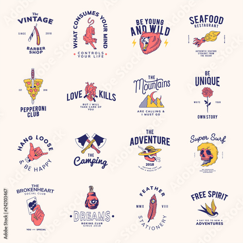 Set of vintage badges design vector