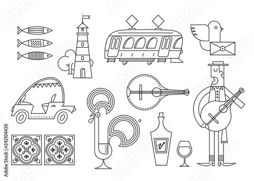 Portugal vector icon set simple modern symbols