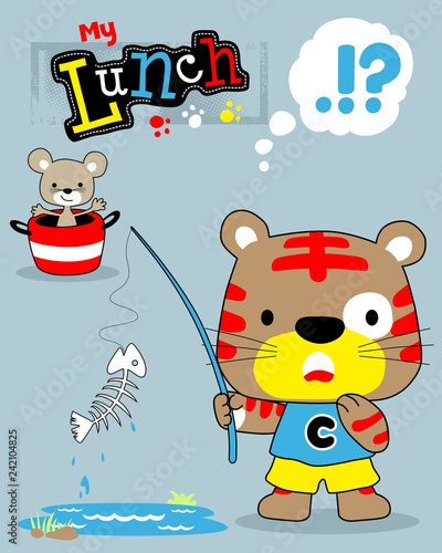 animal cartoon vector with cat and mouse