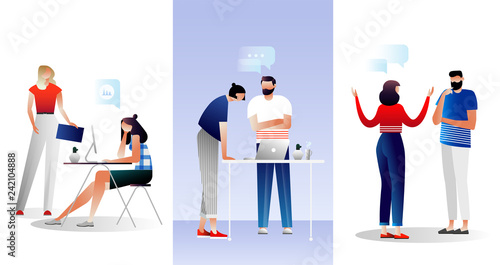 Business characters design set. office concept business people vector illustration, character design