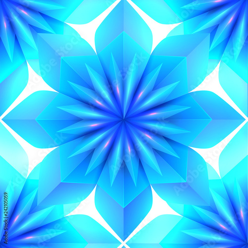 Blue seamless ice texture of snowflakes on white background. Vector pattern for wrapping paper, fabrics, backgrounds and your creativity.
