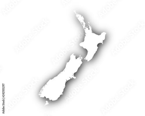 Karte von Neuseeland mit Schatten